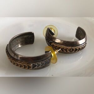 Navajo MM Rogers & Yassar 14k gold & Sterling Hoop Earrings